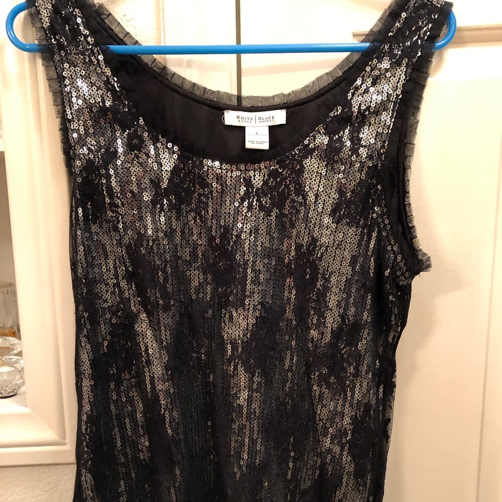 White House black market lace and sequin top